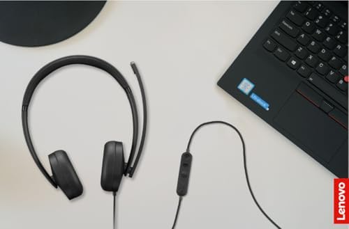 Lenovo 115 USB-A/USB-C Wired Stereo Headset – Lightweight, Noise-Cancelling, in-Line Control Box, USB-A to USB-C Adapter, Over-Ear Design, Headset with Mic for PC and Laptop, Black - Image 7