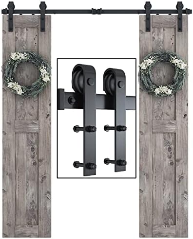 SMARTSTANDARD 6 FT Double Barn Door Hardware Kit, Fit 18" Wide Door Panel by SMARTSTANDARD