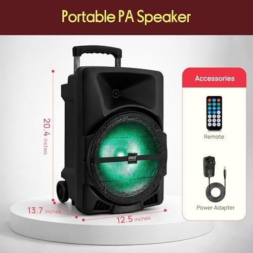 Pyle Wireless Portable PA Speaker System - 800W Powered Bluetooth Indoor & Outdoor DJ Stereo Loudspeaker with MP3 AUX 3.5mm Input, Flashing Party Light & FM Radio-PPHP1244B,Black - Image 7