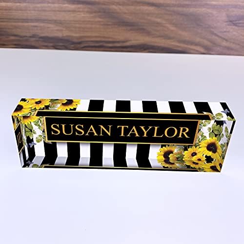 ARTBLOX Personalized Acrylic Desk Name Plate, Sunflower Design - Image 6