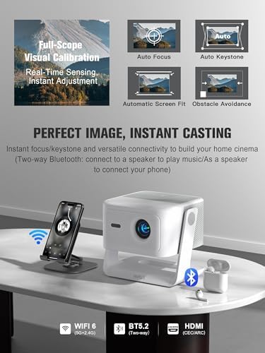【Official Licensed Google TV】4K Smart Projector with WiFi and Bluetooth, VOPLLS Outdoor Projectors with 50W Dolby/AI Auto Focus, Portable Movie Phone Wireless Gaming Wifi Proyector for Bedroom/Home - Image 6