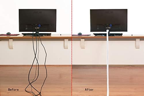 Alex Tech 25ft - 3/8 inch Cord Protector Wire Loom Tubing Cable Sleeve Split Sleeving for USB Cable Power Cord Audio Video Cable - Protect Cat from Chewing Cords - White - Image 4
