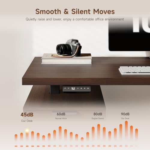 ONBRILL 70.8" Electric Standing Desk with 6 Drawers,Storage Shelves,Walnut - Image 5
