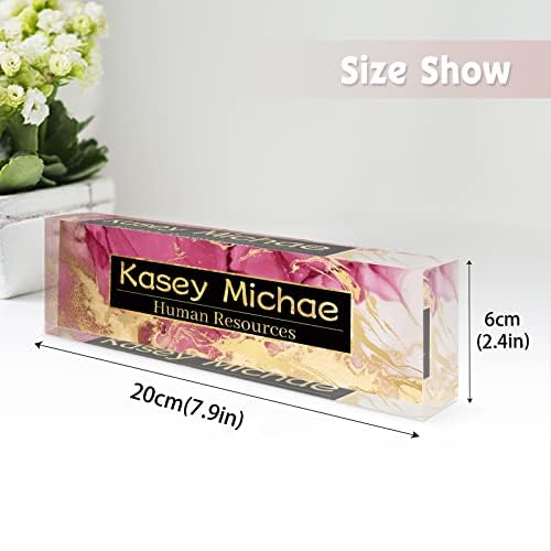 SalaGraphics Desk Name Plate Personalized, Custom for Desk, Office Decor Women Men, Acrylic Accessories, Gifts Coworkers Boss Teacher, Employee Appreciation (Red/Gold) 8”(L)x2.5(W) - Image 3