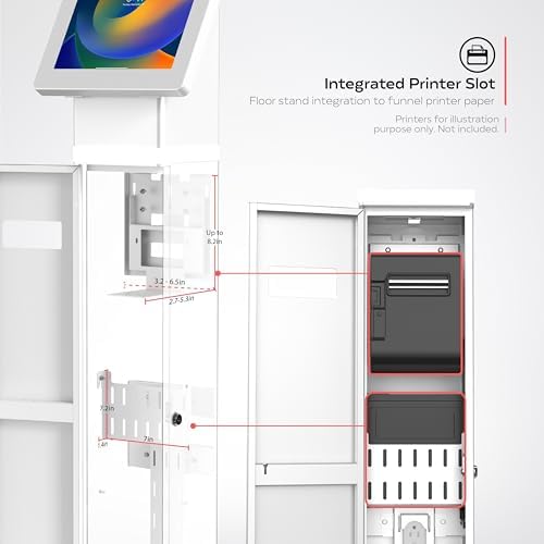 CTA Digital Deluxe Kiosk Floor Stand – Interactive Kiosk Floor Stand with Premium Tablet Enclosure, LED Light and Printer Compartment - for iPad, Galaxy & More Tablets - (PAD-IKPS) - Image 4