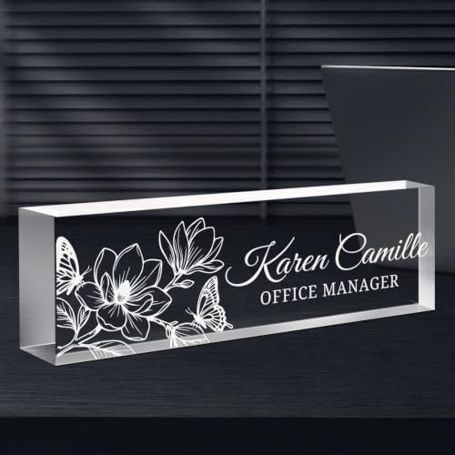 Custom Engraved Name Plate for Desk, Acrylic Desk Name Plate Personalized by Spricoz