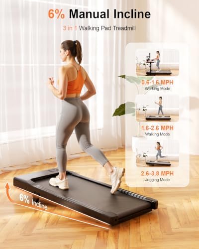 Superun Under Desk Walking Pad with 6% Incline, 3 in 1 Portable Treadmill - Image 4