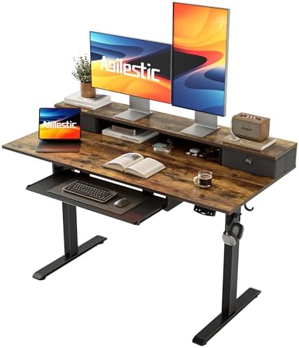 Agilestic 48 Inch Standing Desk with Drawers & Keyboard Tray, Rustic Brown by Agilestic