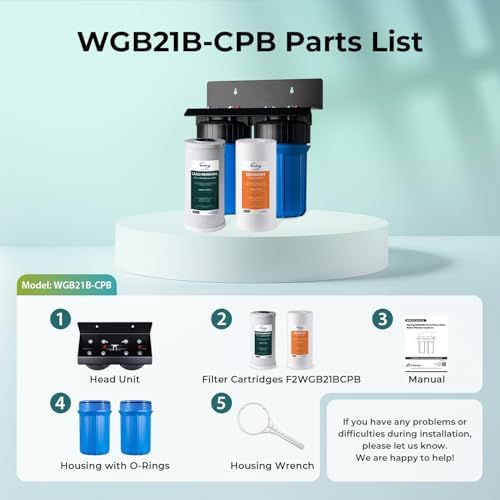 iSpring WGB21B-CPB 2-Stage Whole House Water Filtration System Reduces Cadmium, Mercury, Sediments, Chlorine, and up to 99% Lead, 1" Inlet/Outlet Ports - Image 6