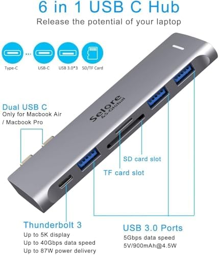 USB C Adapter for MacBook Pro/Air M1 M2 M3 2021 2020 2019 13" 15" 16" - Image 2