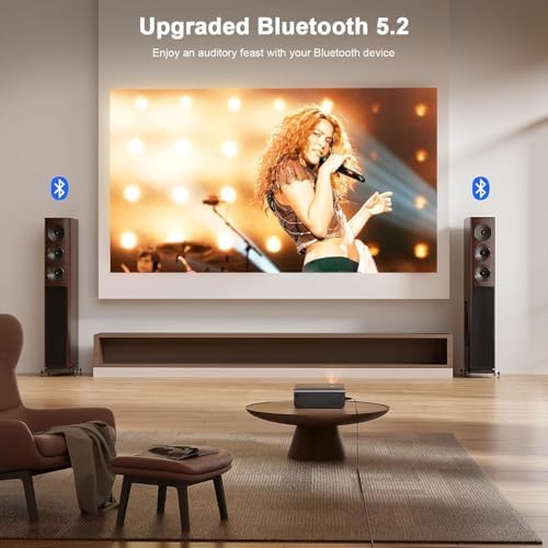[Now with Netflix & 3000 ANSI] 4K Projector with WiFi and Bluetooth,TOF Real-Time Auto Focus Smart Projector, Upgrade for AuKing Overhead Projectors Theater Proyector with Omni-Adjustable Stand(Black) - Image 5