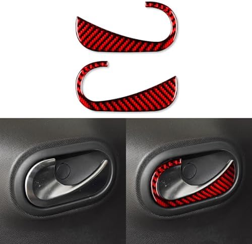 Real Soft Red Carbon Fiber Car Inner Door Handle Switch Panel Decorative Strip Cover Sticker Auto Interior Decoration Accessories Compatible with Benz Smart 2016 2017 2018 2019 2020 2021 by PJFUS
