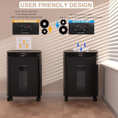 Paper Shredder, 16-Sheet Cross Cut with 4.76-Gallon Pull Out Basket, P-4 Security Level, 3-Mode Design Shred Paper and CD/Credit Card, Durable&Fast with Jam Proof System Shredder for Office - Image 7