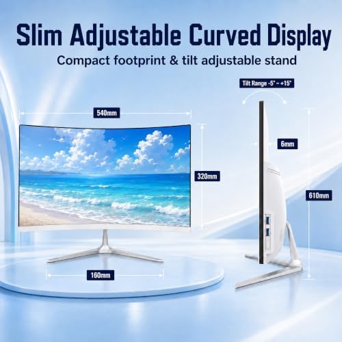 23.8inch Curved All-in-One PC, Adjustable Tilt Screen, Ultra-Slim - Image 5