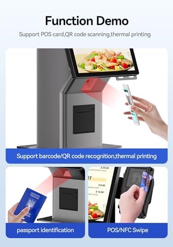 Multi-functional Payment Terminal Self Service Kiosk for Fast Food Restaurant, 21.5'' LCD Touch-screen, FHD Digital Signage Display for Restaurants/Self-Ordering/Beauty/Retail Store/Bar/Cafe - Image 3