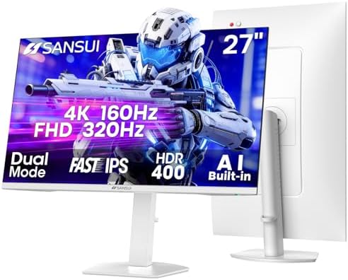 SANSUI 27" 4K Gaming Monitor, UHD 120/160Hz FHD 240/320Hz Dual Mode Monitor by SANSUI