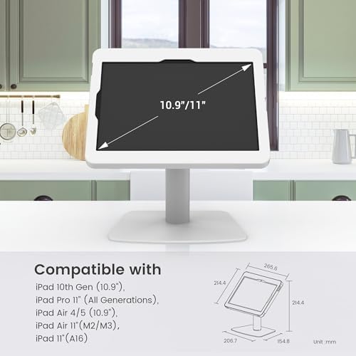 All-Metal Tablet Desktop Stand with Key Lock & 145° Adjustable Angle, Desk-Friendly Freestanding Holder for iPad 10.9"/11" (10th Gen/Pro/Air) for Retail POS, Office, Reception-BSC205WA - Image 4