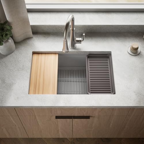 Kohler 33712-PC-CM4 Billings® 29" undermount single-bowl workstation kitchen sink, Matte Grey - Image 2