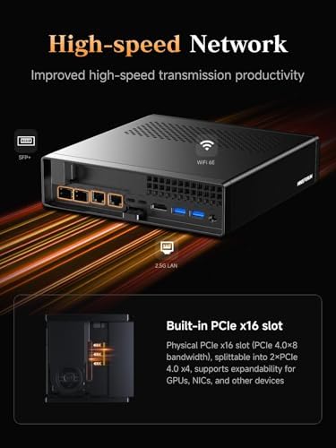 MINISFORUM AMD Ryzen 7 7745HX MS-A2 Mini PC (8C/16T, up to 5.1GHz), PCIe×16, HDMI/2x USB-C (8K@60Hz), 2X SFP+ 10G, 2X 2.5G LAN, 3X SSD M.2 (2280/22110/U.2),NO RAM/SSD/OS - Image 4