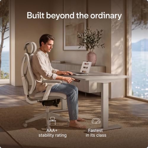 Desktronic HomePro Standing Desk 54x28 — Made in Europe, Ergonomic Sit Stand Home Office Desk, Electric Height Adjustable, Dual Motor, USB & USB-C Charging, Wobble-Free, Touchscreen, 3 Memory Presets - Image 2