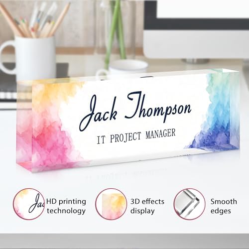 Custom Name Plate for Desk, Acrylic Desk Name Plate Personalized, Employee Appreciation Gifts, Office Desk Accessories for Women Men Teacher Nurse, Coworker Gifts for Manager Assistant (Sunrose) - Image 3