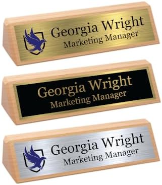 Gem Awards Custom Name Plate for Desk, Oak Insert, 2x8 Inch by GemAwards