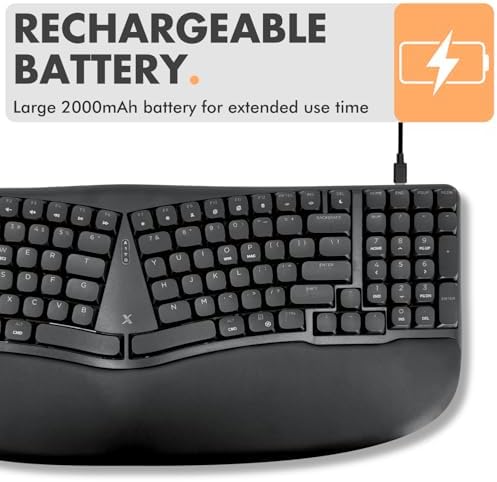 X9 Performance Wireless Mechanical Ergonomic Keyboard - (BT + 2.4G + Wired) - Wireless Mechanical Split Ergonomic Keyboard - Built-in Wrist Cushion, Pink Switch, Backlit, Rechargeable - for PC/Mac - Image 7