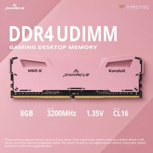 Timetec Pinnacle Konduit 32GB KIT(4x8GB) DDR4 3200MHz PC4-25600 CL16-18-18-38 XMP2.0 Overclocking 1.35V Compatible for AMD and Intel Desktop Gaming PC Memory Module RAM - Pink - Image 2