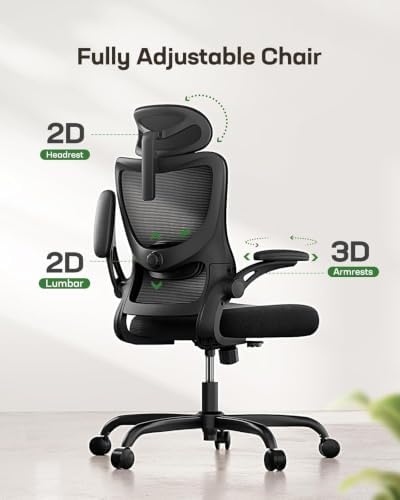 Marsail Ergonomic Office Chair with 3D Armrests, Pack of 2 - Image 4