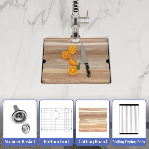 Logmey 21 Inch White Granite Composite Sink - Image 4