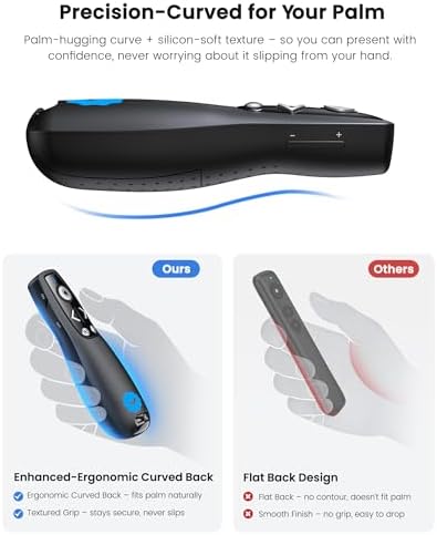 Wireless Presenter Clicker with Bluetooth & USB+Type-C Receiver, Red Laser Pointer, Powerpoint Clicker with Volume Control for PowerPoint/Keynote/Google Slides, Compatible with Laptop/Mac/PC/Android - Image 4
