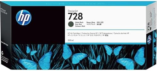 HP 728 Matte Black 300-ml Genuine Ink Cartridge (F9J68A) for DesignJet T830 MFP & T730 Large Format Plotter Printers by Unknown