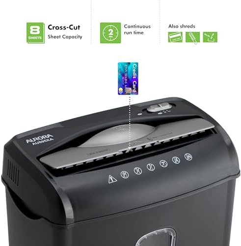 Aurora AU895XA 8-Sheet Professional Cross-Cut Paper and Credit Card Shredder - Image 2