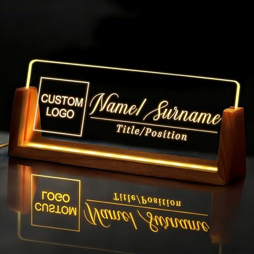 Custom Light Up Name Plate for Desk, Desk Name Plate Personalized with Logo, Employee Appreciation Gift, Personalized Office Gifts for Boss Coworkers Teacher, Office Decor for Women Men by EOBIBIFUN