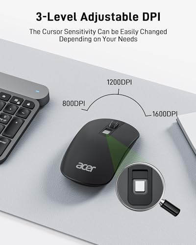 Acer Computer Mouse Wireless, 2.4G Slim USB Mouse for Laptop, PC - Image 2