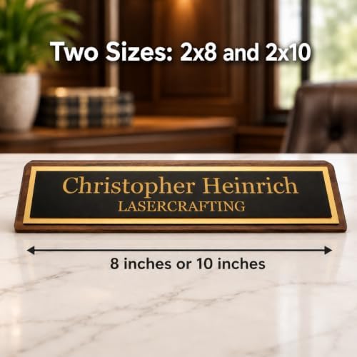Lasercrafting Executive Walnut Desk Name Plate, Custom Engraved, 2x8, 2x10 - Image 2