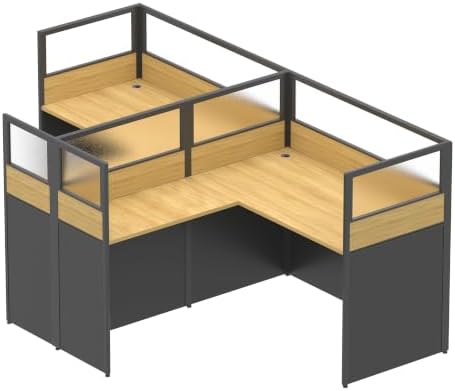 Nykto Office CubicleDesk with Mute Privacy Panels (A2 Person-S, Walnut) - Image 2