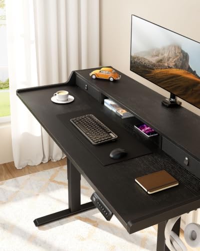 ErGear Electric Standing Desk with Drawers, 55″ x 28″ Gaming Table Compatible Monitor Stand, Stand up Desks, Home Office Height-Adjustable Desk with Storage Shelf, 4 Preset Heights, Black - Image 3
