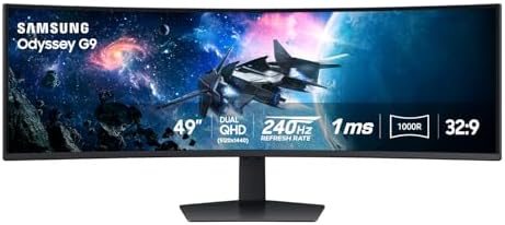 Samsung 49” Odyssey G9 Series DQHD 1000R Curved Gaming Monitor, 1ms(GtG), VESA DisplayHDR 1000, 240Hz, AMD FreeSync Premium Pro, Height Adjustable Stand, Ultrawide Screen, LS49CG954ENXZA, 2024 by Unknown