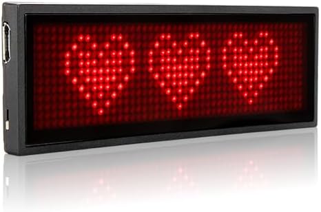 Bluetooth Led Name Badge, Wireless Rechargeable LED Tag Scrolling Message Badge Smartphone Programmable Business Badges with Magnet and Pin (Red) by Leadleds
