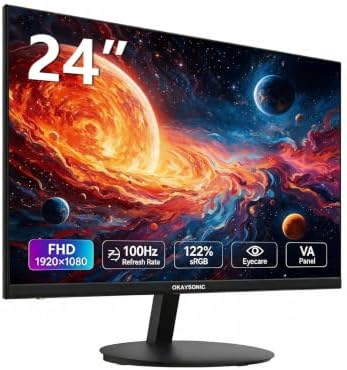 24 Inch Monitor 100Hz 1ms, AMD FreeSync, 100% sRGB, Eye Care by Unknown