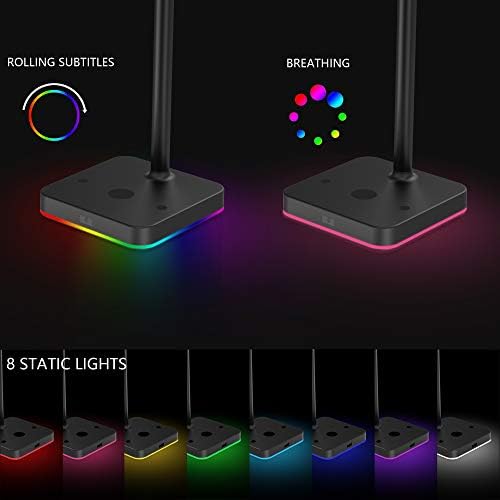 KAFRI RGB Dual Headphone Stand with Wireless Charger Desk Gaming Double Headset Holder Hanger Rack with 10W/7.5W QI Charging Pad - Suitable for Gamer Desktop Table Game Earphone - Image 2