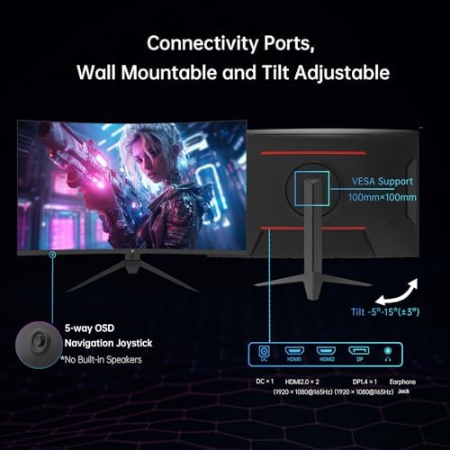 KTC 32 Inch Curved Gaming Monitor, FHD 1080p 165Hz Curve Monitor, H32S17C - Image 5