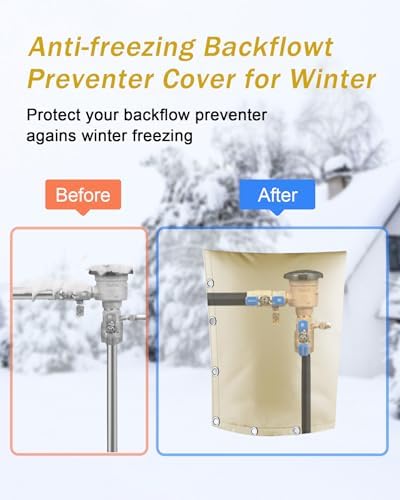 Backflow Preventer Pipe Insulation Cover (5F), 24"X13" Thicker Pressure Vacuum Breaker, Water Well Pump Sprinkler Valve Protection for Winter Freeze, Khaki - Image 3