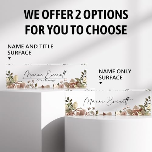 Custom Desk Name Plate, Personalized Acrylic Office Decor, Employee Appreciation Gifts for Boss, Manager, Teacher, Nurse (Threadlike Flower) - Image 4