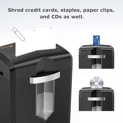 Bonsaii 12-Sheet Micro Cut Shredder, P-4 Security Level, Shreds Paper, CD, Credit Card, Mail, Staple & Clip - 60 Min Continuous Use, Jam-Proof System, 4.2 Gal Pullout Bin - Image 3