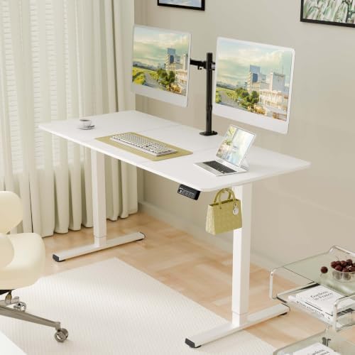 ERGOMAKER 55"x24" Standing Desk, Height Adjustable Sit-Stand Office,White - Image 2