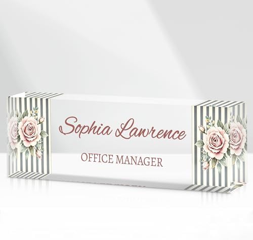 Custom Name Plate for Desk, Acrylic Desk Name Plate Personalized, Employee Appreciation Gifts, Office Desk Accessories for Women Men Teacher Nurse, Coworker Gifts for Manager Assistant (Ash Cream) by DOCRAGI