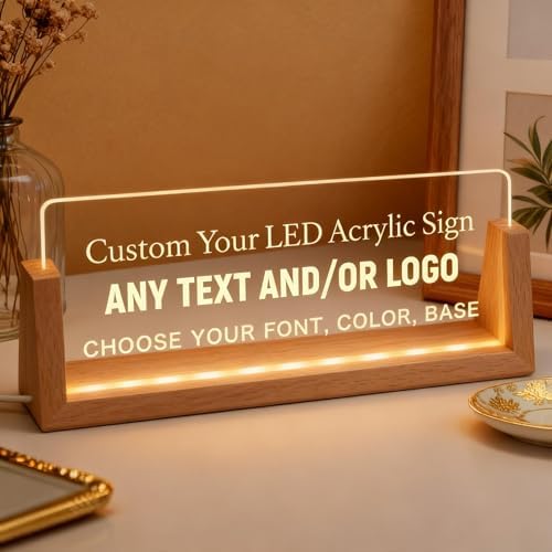Personalized LED Name Plate for Desk, Light Up Acrylic Office Decor by Thryonix