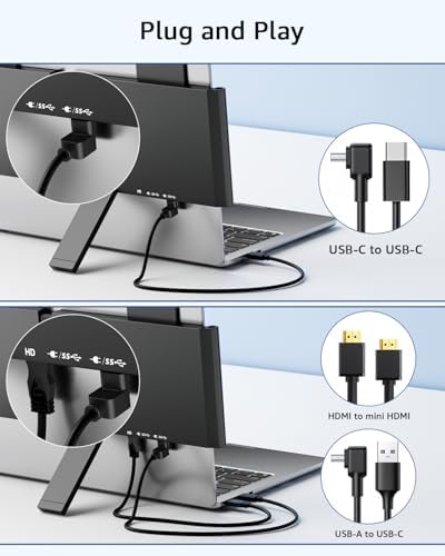 Yodoit Laptop Screen Extender, 14" FHD 1920×1080 Travel Monitor with USB Type C Port and Built-in Speakers Compatible with MacBook - Image 4